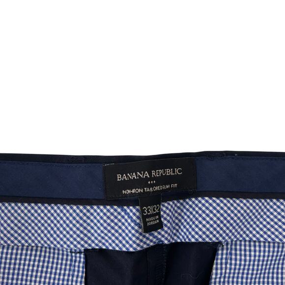 Banana Republic Navy Non Iron Tailored Slim Fit Pants Sz 33x30 - Picture 2 of 4